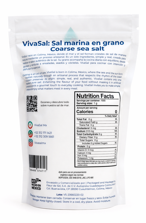 Sal de Mar en Grano 1 kg | Sal Marina Natural de Colima | VivaSal