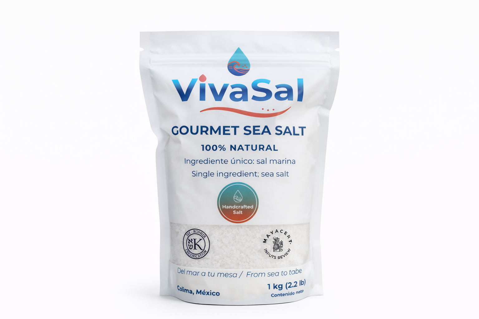 Sal de Mar en Grano 1 kg | Sal Marina Natural de Colima | VivaSal