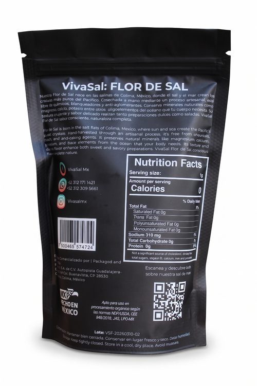Flor de Sal 500g VivaSal | Sal Marina Gourmet Natural de Colima